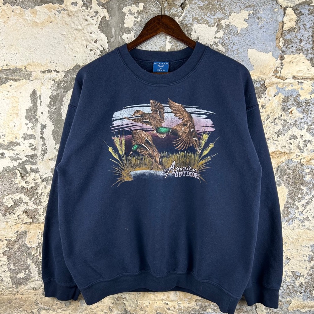 Vintage Puritan American Outdoors Duck Graphic Crewneck Sweatshirt